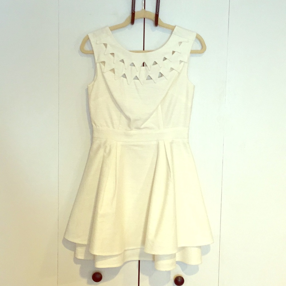 White, Midi, Backless Dress